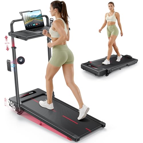 Sperax Walking Pad Treadmill with Removable Desk Workstation, 3 in 1 Foldable Treadmill with Adjustable Handle Bar for Home/Office, Treadmills for Home with Magnetic Remote & APP Control